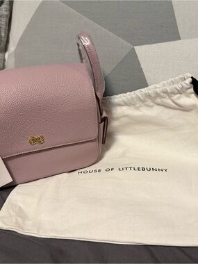 House of Littlebunny Pink Pebbled Leather Crossbody Bag